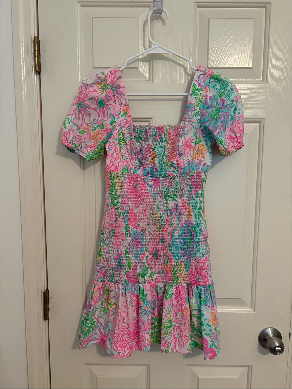 Lilly Pulitzer Pink Green Blue Smocked Summer Evelina Dress